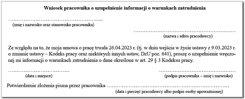 Nowa informacja o warunkach zatrudnienia - co musisz wiedzieć teraz