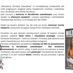 Kobieta z uśmiechem prezentuje książkę "Niezależny Doradca Zawodowy", która podpowiada, jak założyć związek zawodowy i zbudować markę eksperta.