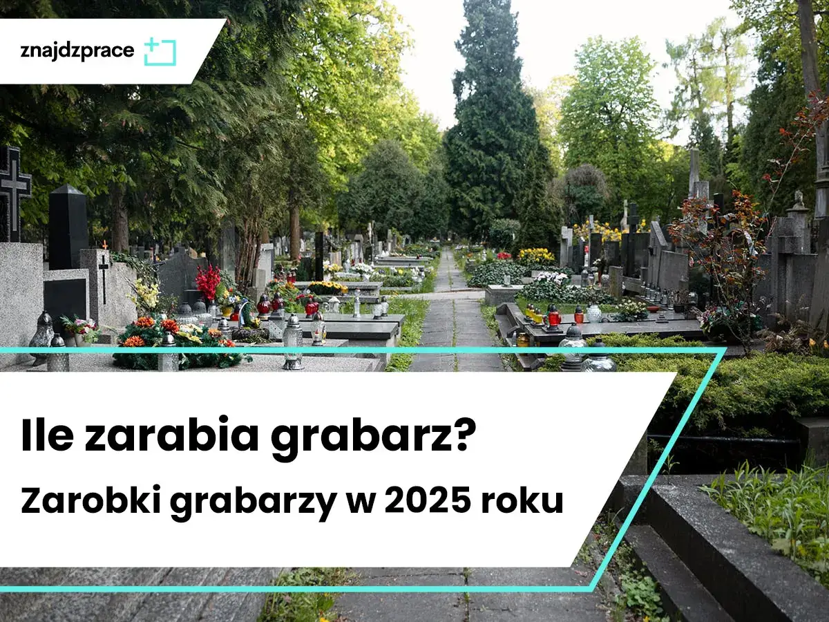 Cmentarz z alejkami i nagrobkami. Tekst: 