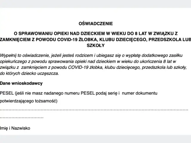 Opieka nad dzieckiem - Wniosek, instrukcja i wzór do pobrania